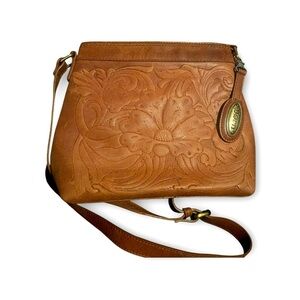 Born Concept B.O.C. Embossed  Tooled Leather Bag Crossbody Purse